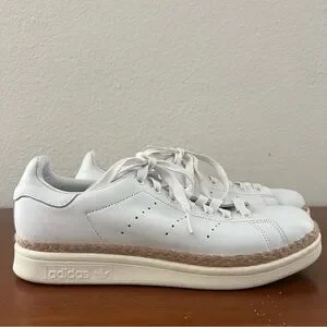adidas | Shoes | Adidas Stan Smith Rare White Leather Raffia Sneakers ...